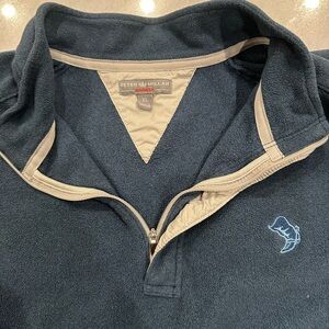 Peter Millar Blue Zip Up Sweater with Stand-Up Collar